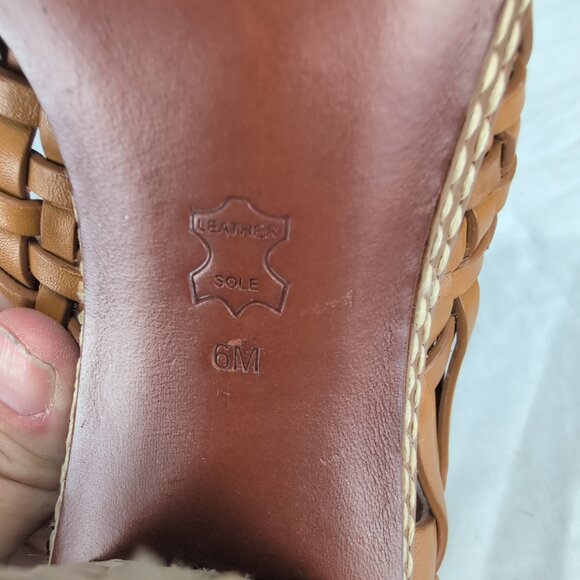 Tory Burch Woven Leather Ankle-Strap Block Heel Sandals Sz 6 - Picture 5 of 9